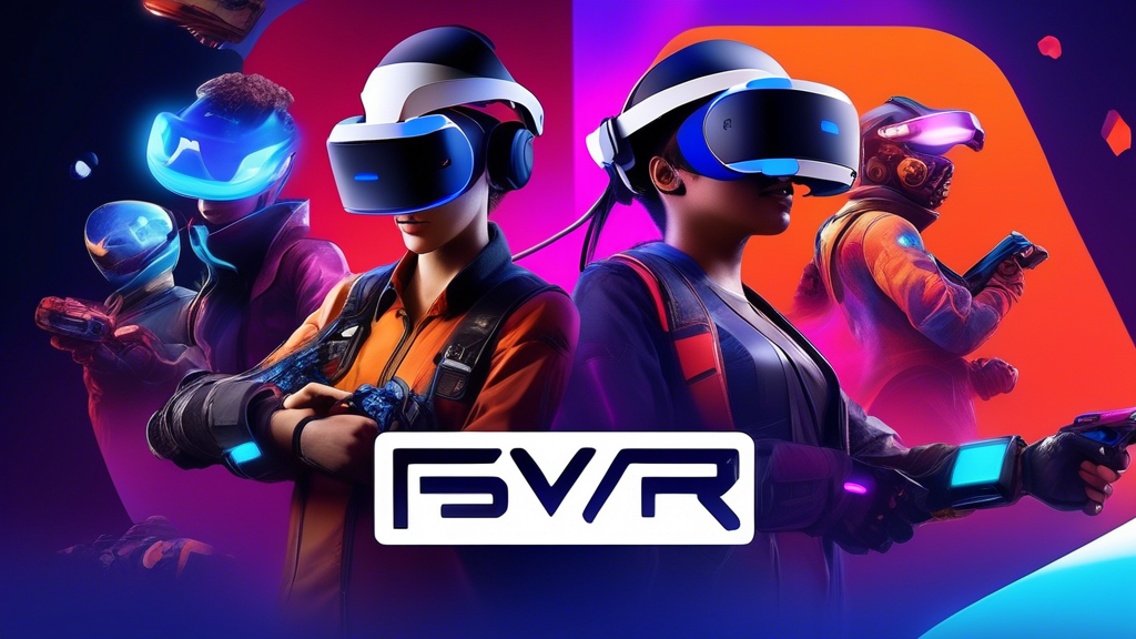 Create an image showcasing a futuristic and vibrant gaming scene highlighting the innovative games and experiences for the new PSVR platform. Include elements from exclusive game titles and enhanced versions of popular games, with characters and environments that demonstrate cutting-edge graphics and dynamic action. Feature a diverse cast of gamers, fully immersed in gameplay, with a backdrop that reflects partnerships with top developers. Emphasize the integration of advanced hardware capabilities, portraying a sense of unparalleled and immersive gaming experiences. Use a palette of bright and engaging colors to convey excitement and innovation.