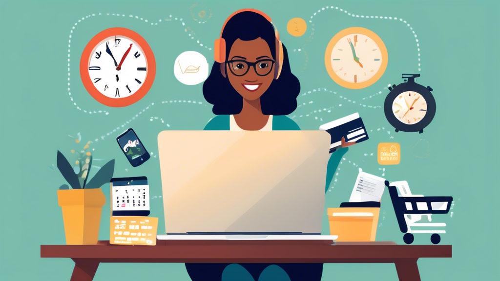 Create an image featuring a savvy online shopper sitting at a desk with multiple devices, such as a laptop and smartphone, showcasing how to find the best Eweka deals online. The scene should include graphics of price comparisons, coupon codes, and cashback offers popping up on the screens. Incorporate a clock or calendar in the background to emphasize the importance of timing when shopping for deals. The overall atmosphere should feel energetic and resourceful, capturing the excitement of scoring great savings through smart online shopping strategies.