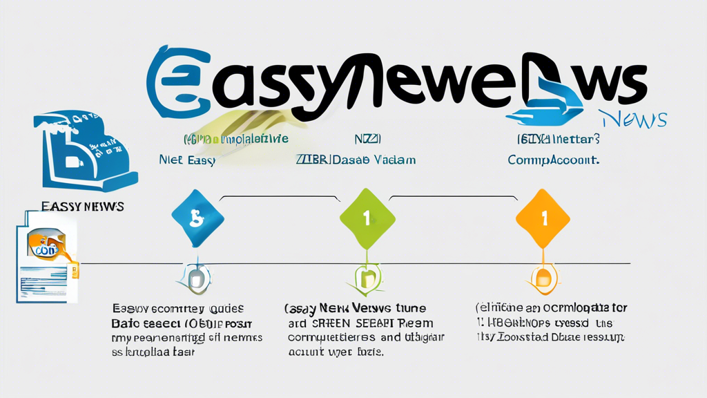 **DALL-E Prompt:** Create an informative and visually engaging illustration depicting a step-by-step guide to using Easynews NZB. Include elements such as a computer screen showing the Easynews website interface with highlighted features, a person registering for an account, a search bar with NZB database results, and troubleshooting tips. Incorporate visual cues that represent downloading files, navigating menus, and optimizing downloads. Use a modern and user-friendly aesthetic, in a bright and inviting color scheme, to appeal to beginners looking to use Easynews NZB effectively.