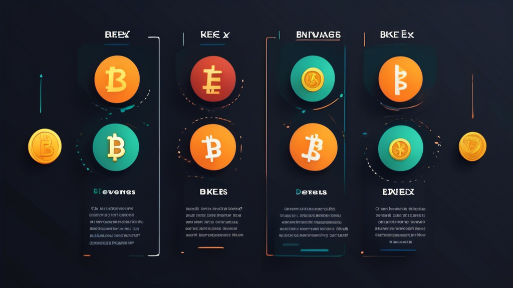 Create an image that illustrates the concept of comparing advantages and disadvantages of using the BKEX cryptocurrency trading platform. The image should feature a balanced scale, with one side labeled Ventajas and the other Desventajas. On the Ventajas side, depict icons or symbols representing benefits such as low fees and a wide variety of cryptocurrencies. On the Desventajas side, include elements like a maze or question marks to symbolize potential challenges or complexities for new users. The background can show a digital market with symbols of contrasting crypto platforms to emphasize BKEX