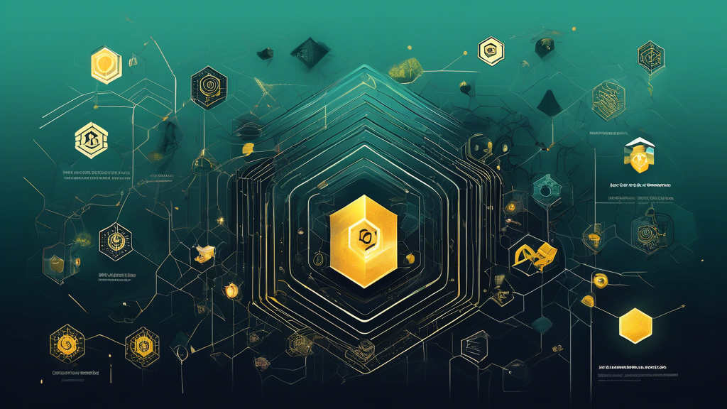 Create an image that visually represents the concept of investing in Hive Finance Crypto, highlighting its benefits and opportunities for investors. The image should feature a dynamic and futuristic digital landscape filled with financial symbols and blockchain motifs, conveying a sense of growth and innovation. Include visual elements that symbolize anonymity, such as a faceless silhouette or a digital mask, alongside representations of low transaction fees and scalability, like an effortlessly flowing river of coins or expanding network lines. Overlay this with abstract graphics of market trends and DeFi applications, illustrating the evolving prospects of Hive Finance Crypto.