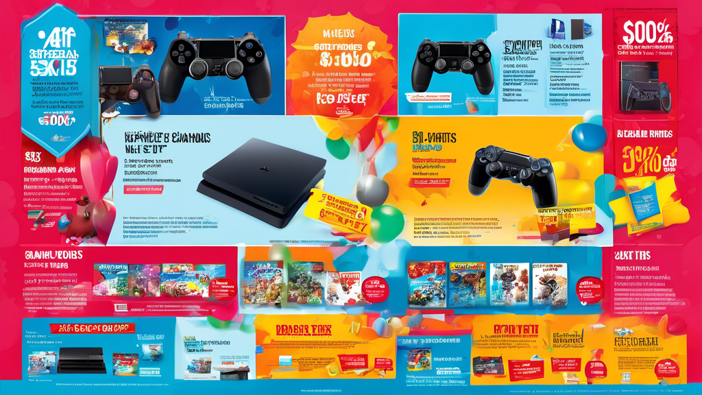 Create an engaging infographic showcasing exclusive deals and offers on PlayStation 4 games available at Target. Include elements that highlight how to find the best discounts, seasonal promotions, and tips for maximizing savings while shopping. Use vibrant colors and eye-catching graphics that represent the excitement of gaming and the appeal of shopping at Target.