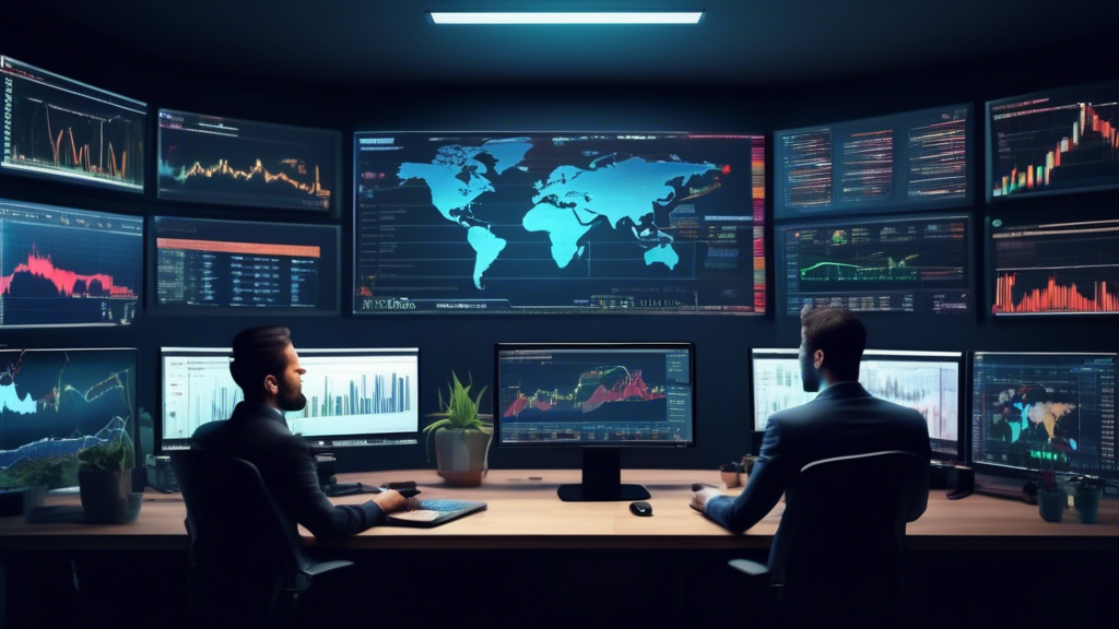 Create an image that illustrates the concept of Effective Coin Trading Strategies for Beginners. The scene should feature a diverse group of novice traders in a modern, high-tech trading room. They are using multiple screens displaying graphs, indicators, and real-time market data. Some traders are engaged in day trading with intense focus, while others are discussing long-term holding and arbitrage strategies. The atmosphere is vibrant and collaborative, with elements highlighting diversification and risk management, such as digital charts depicting various coins and colored lines showing market trends. Include visual symbols for diversification and risk, like a pie chart and shield icons. The backdrop should have imagery of coins like Bitcoin and Ethereum subtly integrated into the design, representing the crypto market.