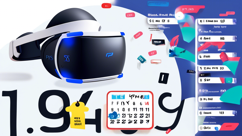 Create an image illustrating a calendar marked with major shopping events like Black Friday, Cyber Monday, and Prime Day, all circled or highlighted to indicate the best times to find deals. The calendar is overlaid with graphics of a PS5 VR headset and price tags indicating discounts. Include a digital clock subtly in the background to symbolize the importance of timing your purchase for maximum savings. The overall color theme should convey urgency and excitement, typifying the high-energy shopping periods.