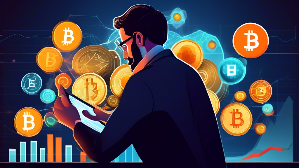 **DALL-E Prompt:** Create an illustrative image depicting a modern investor analyzing cryptocurrency trends on a digital tablet. The background should feature visual elements representing various digital coins like Bitcoin, Ethereum, and Cardano. Include subtle graphs showing market performance and a pie chart symbolizing portfolio diversification. The scene should convey a sense of strategy and careful planning, with the title Strategies for Successful Cryptocurrency Investment integrated into the design.