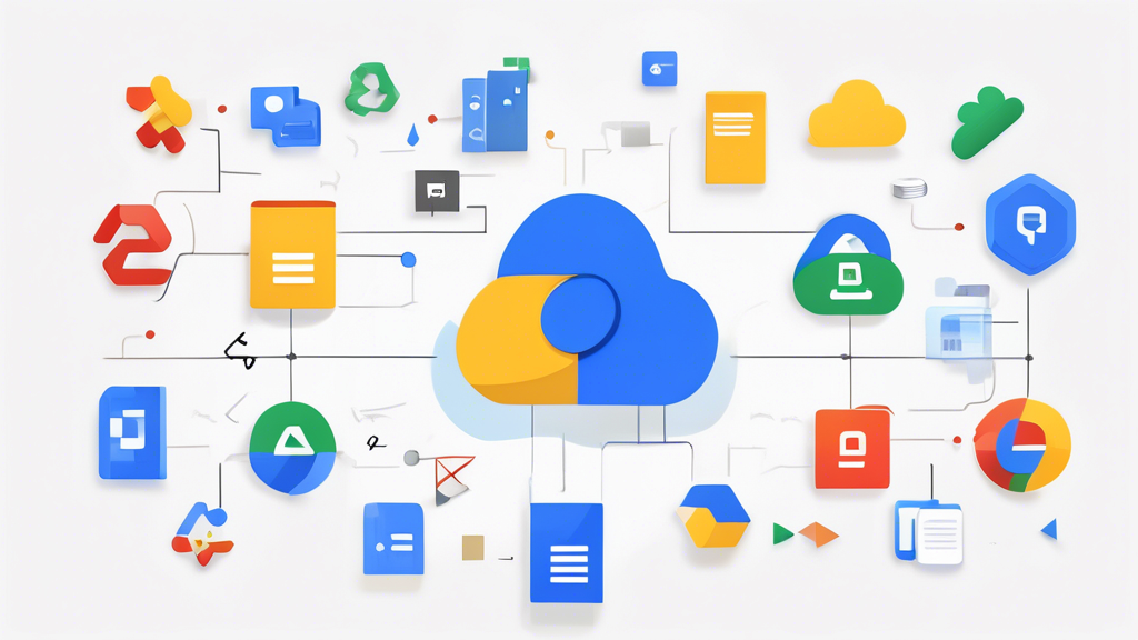 Create an informative illustration depicting future-oriented solutions for managing Google Drive storage. The image should feature interconnected icons representing Google Drive alongside other popular cloud services like Dropbox and OneDrive, highlighting the concept of integration. Include visuals of a storage upgrade option, using vibrant graphics to show different Google Drive plans. Additionally, incorporate symbols for Google Drive features like 