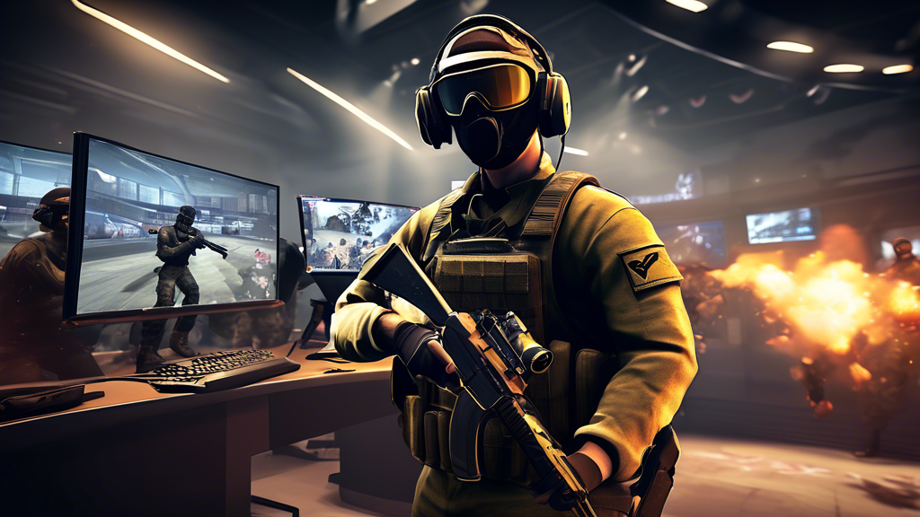 Create an image that visually represents the competitive gameplay and community of CS:GO (Counter-Strike: Global Offensive). The scene should feature an intense esports tournament setting with players intensely focused on their monitors, each showcasing unique team jerseys. Include prominent gameplay elements like tactical maps, player characters in-action, and spectator excitement in the background. Capture the global reach of the CS:GO community by featuring diverse fans from different cultures cheering for their favorite teams. Incorporate elements like tournament banners and digital displays to highlight major leagues and events in the esports landscape, creating a vibrant, energetic ambiance.