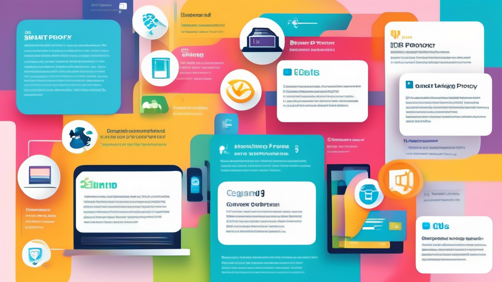 Create an informative and visually engaging infographic that outlines the step-by-step guide for downloading a Smart DNS Proxy. Include sections for requirements, detailed instructions for different devices (Windows, macOS, iOS, Android), and tips for a safe download. Use vibrant colors and icons representing different operating systems, while presenting the content in a clear and organized manner. Ensure the design is suitable for an online article about technology and internet privacy.