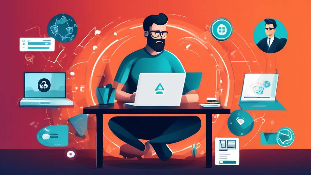 Create an informative and visually appealing illustration that represents the concept of selecting the right VPN. The image should feature a person sitting at a desk, browsing the internet on a laptop, with visual elements that highlight key features to look for in a trustworthy VPN service, such as speed, security, privacy policies, and user reviews. Include distinct icons or graphics for different VPN providers, as well as a checklist that emphasizes tips for identifying reliable VPN reviews. The overall theme should convey a sense of empowerment and security, encouraging viewers to make informed choices about their online privacy.