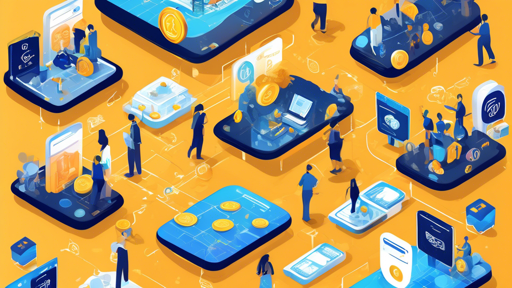 Create an image of a digital marketplace bustling with activity, where various online platforms are prominently displayed as they compete to be the best place to sell Pi Coin. Each platform has its unique characteristics visualized through iconography: secure locks for security, dollar signs for transaction fees, and user-friendly interfaces. The scene should convey a sense of safety, ease, and comparison, as individuals navigate through these platforms with confidence. Include a futuristic, high-tech backdrop to emphasize the digital nature of cryptocurrency transactions. The central focus should be the keyword platforme pour vendre Pi Coin to enhance the SEO relevance of the artwork.