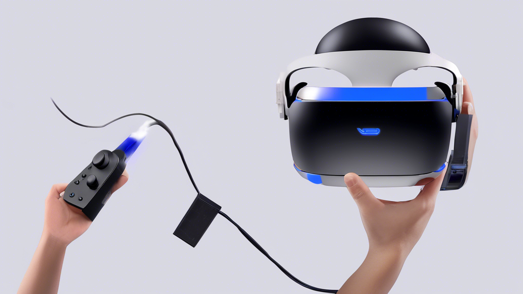 Create an image titled Installing Your New PSVR Power Cord: A Step-by-Step Visual Guide. The scene should depict a detailed setup with realistic hands methodically replacing a PSVR power cord. Include distinct, numbered labels for each step, showing hands unplugging the old cord and attaching the new one. Incorporate small, clear icons that point out potential troubleshooting tips, such as secure connections and checking power sources. The background should be a simple, uncluttered home gaming setup, focusing on clarity and ease of understanding for users. Include text using the keyword PSVR power cord prominently as part of the instructional guide overlay.