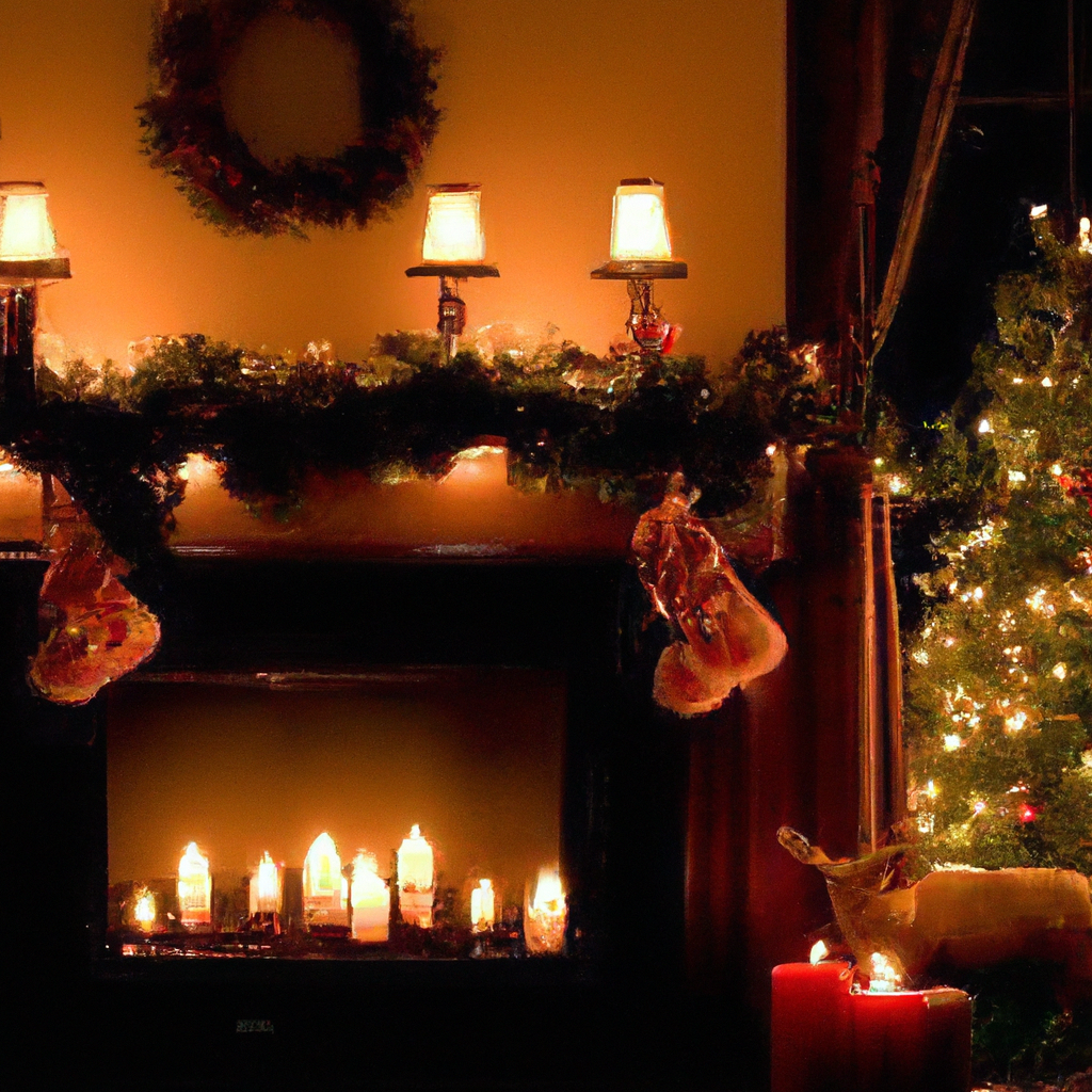 Create an image showcasing a cozy living room decked in holiday decor, focusing on a Christmas tree adorned with elegant taper candles. The scene should emphasize the importance of safety, with real flame candles placed thoughtfully, away from flammable decorations. Incorporate a few LED taper candles to highlight safer alternatives for households with children and pets. The room should radiate a warm, festive glow, with a subtle emphasis on tips for candle placement and maintenance throughout the season. Include elements like a fire extinguisher strategically placed nearby for safety awareness.