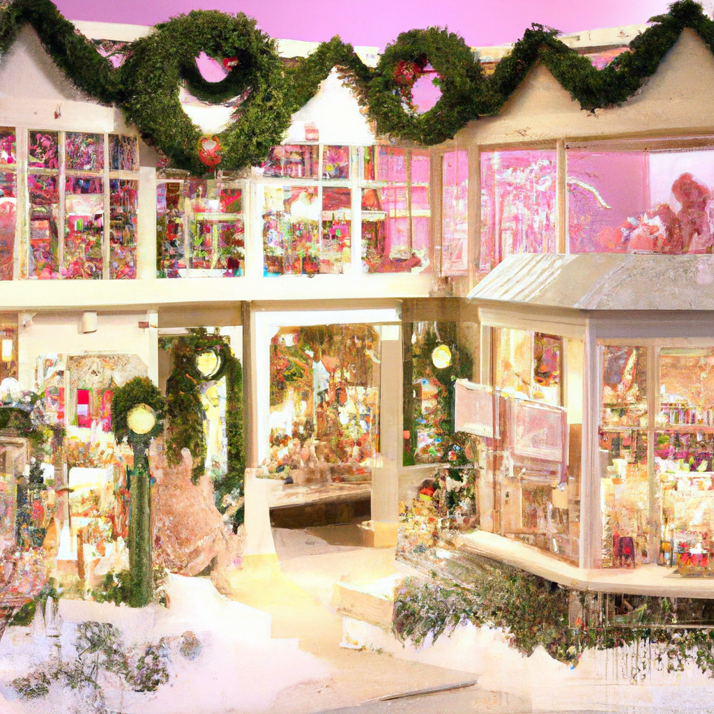 Create an image of a cozy winter scene featuring a quaint, snow-dusted boutique store front with a glowing window display. Inside, there are shelves adorned with a variety of beautifully packaged winter candles, each with unique designs and labels. The ambiance is warm and inviting, suggesting an assortment of enticing scents. Include a pathway leading up to the shop, lined with twinkling fairy lights and footprints in the snow, capturing the feeling of a charming shopping expedition during the holiday season. Highlight the store’s name: “Best Winter Candles Emporium” in elegant typography above the entrance.