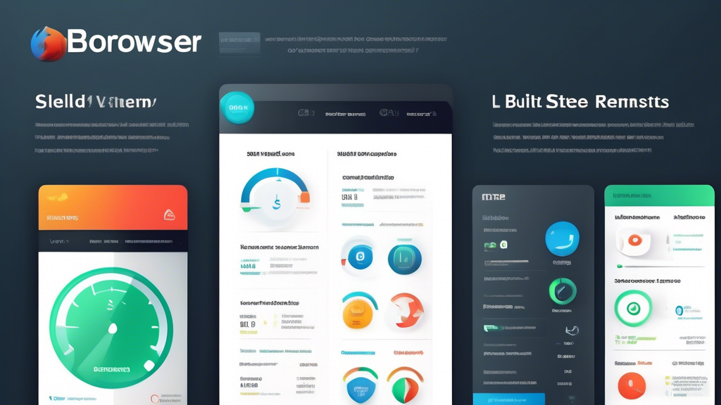 Create an image showcasing a digital comparison of top browsers built for opening blocked sites safely and efficiently. Display a sleek, modern interface with visual components like speedometer icons for speed, shield icons for security, and user-friendly design elements. Include recognizable logos or symbols representing different browsers. Surround the central comparison panel with glowing testimonials or performance graphs illustrating real-world reliability and efficiency. The atmosphere should convey a sense of cutting-edge technology and security.