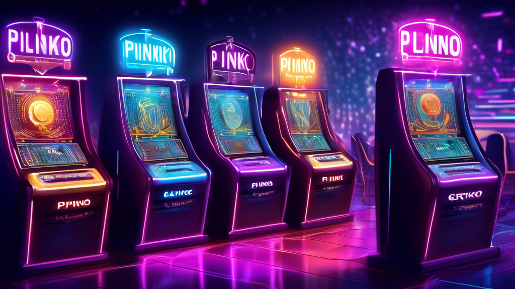 **DALL-E Prompt:** Create an imaginative illustration depicting futuristic trends in Plinko casino gaming with cryptocurrency integration. Visualize a vibrant gaming environment where digital Plinko boards are enhanced with advanced technology, showcasing crypto symbols and digital coins floating around. Include diverse players enjoying the game with holographic interfaces displaying real-time transaction data and innovative game designs. Highlight elements that represent potential regulations, like digital shields or smart contracts, suggesting a secure and regulated gaming experience. The atmosphere should be bright and engaging, capturing the excitement of the future of gaming currency.