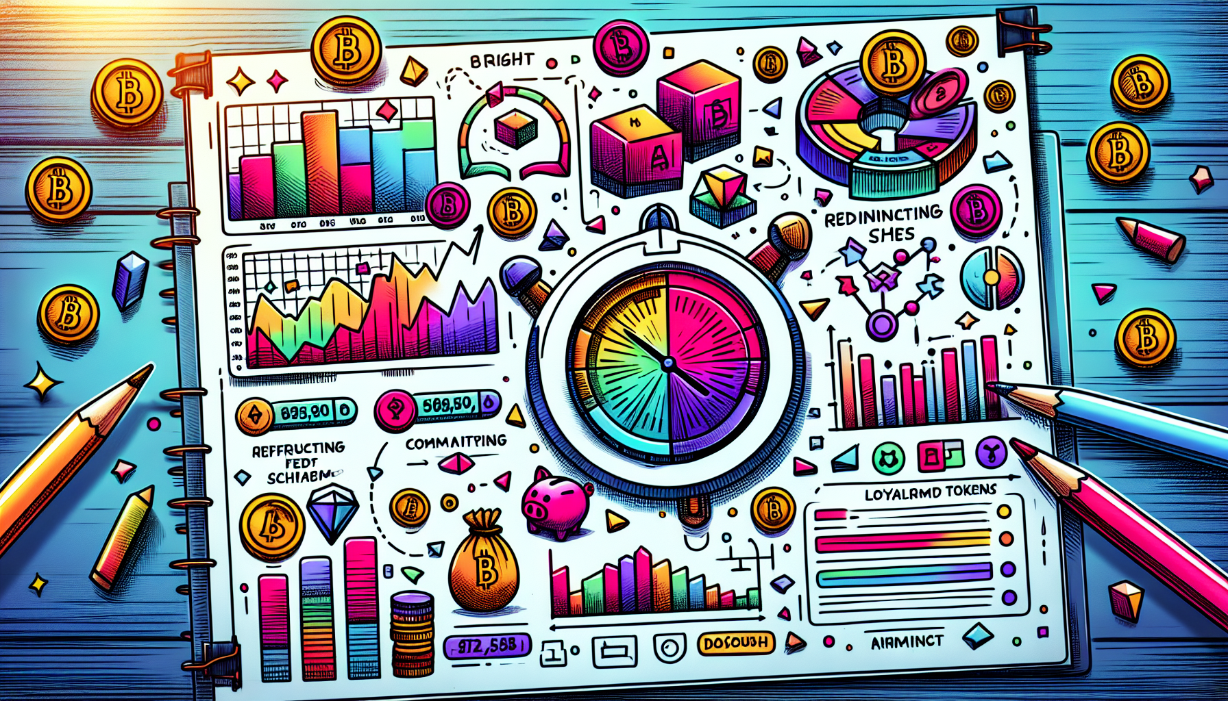 Title: Strategies for Minimizing Costs on Crypto Exchanges

Prompt: Create an image that illustrates various strategies for optimizing costs on a crypto exchange. The image should include visual representations of a user strategically selecting the best times of day for trading, depicted using a clock with highlighted sections. Include native platform tokens as currency symbols, floating around the exchange interface, to represent their use in fee reduction. Show an interactive dashboard displaying a loyalty program and referral links, visually connected to symbols of savings like piggy banks or discount tags. The overall theme should emphasize the dynamic and smart approach to reducing cryptocurrency exchange fees.

Keyword: crypto exchange with lowest fees, cost optimization strategies.