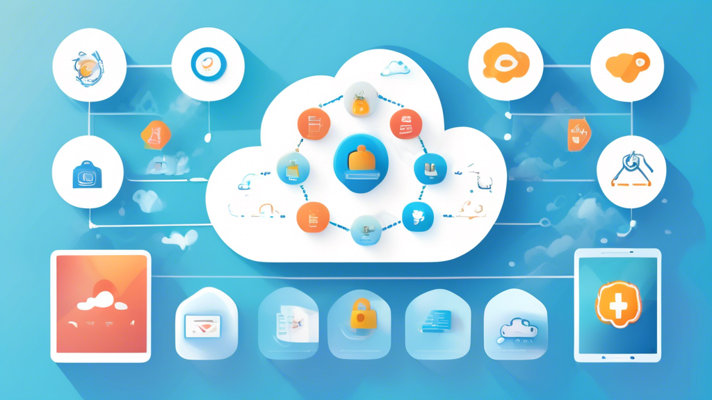 Create an image that visually represents the theme of choosing the best Cloud VPN service. Include elements like a checklist with features to consider (such as security, speed, and user reviews), various icons representing user opinions and reputations (like stars and thumbs up), and a comparison chart displaying different subscription plans and pricing. The background should be digital, hinting at online security, with a subtle representation of a cloud to emphasize the cloud aspect of the VPN service.