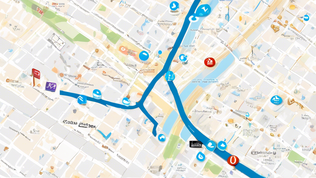 Create an image depicting a bustling digital interface with a focus on finding local USDOT physical exam locations. The centerpiece of the image should be a detailed, interactive map of a city, with icons pinpointing various nearby exam locations. Alongside the map, include a sidebar displaying a list sorted by proximity, complete with star ratings, operating hours, and examiner qualifications. Overlay the scene with visual elements like a magnifying glass to symbolize search tools and a few digital badges representing certified medical examiners. The overall color palette should be bright and engaging, conveying a sense of ease and accessibility while searching for usdot physical near me.