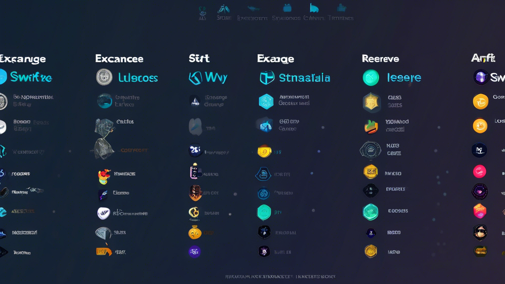 Create an image showcasing a detailed comparison chart or list of the top Australian cryptocurrency exchanges. The image should include logos of the leading exchanges like Swyftx, CoinSpot, and Independent Reserve prominently. Use visual elements such as star ratings, user testimonials, and expert review snippets to highlight their strengths and weaknesses. Incorporate an Australian theme by including elements like the Sydney Opera House or a map outline of Australia subtly in the background. The overall design should be modern and informative, resembling a page from a tech magazine or website review section, to help viewers quickly grasp the information and derive insights into making an informed decision for the best Australian crypto exchange.