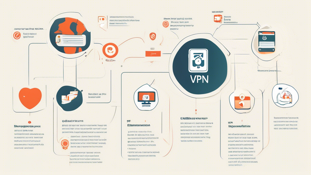 **DALL-E Prompt:** Create an informative and visually appealing infographic that outlines the steps for configuring a VPN on an iOS device. The image should include a checklist format with numbered steps, illustrations of an iPhone with a VPN app on the screen, icons representing the selection of a VPN provider, and visual warnings for common mistakes to avoid. The design should use a clean, modern aesthetic with a color palette that represents technology and security, emphasizing the theme of privacy and online safety. Include text labels for each step and use symbols that convey security and connectivity.