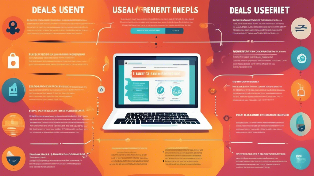Create an informative and visually appealing infographic that outlines tips for selecting the best Usenet deals. The design should feature key factors to consider when choosing a deal, a FAQ section addressing common questions, and practical recommendations for optimal usage of Usenet offers. Incorporate elements like a checklist, question marks, and icons representing key criteria like price, speed, and security. The color scheme should be modern and tech-oriented, suggesting a digital atmosphere that resonates with internet users in 2023.