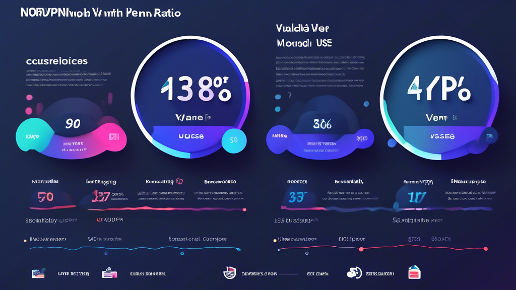 Create an informative infographic that visually compares the price-performance ratio of NordVPN with other VPN providers. Include elements like graphs showing customer ratings, pie charts for different subscription packages (monthly, yearly, multi-year), and bullet points summarizing user experiences. Use a modern design with eye-catching colors to emphasize the value of NordVPN, showing it as a great investment for different budgets.