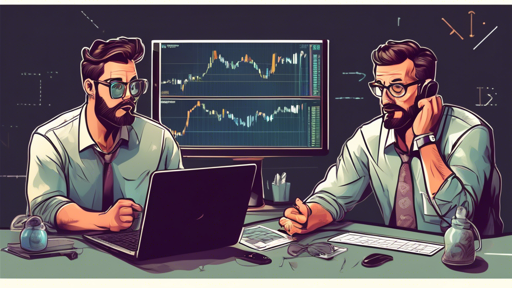 **DALL-E Prompt:** Create an informative and visually engaging illustration that depicts the concept of common mistakes to avoid when trading demo crypto. Show a split-screen comparison where one side illustrates a trader casually making poor choices with a demo account—like treating it with disregard, displaying frustration or excitement, and ignoring lessons learned. The other side should depict an ideal scenario of a trader practicing emotional control, using tools for continuous learning, and diligently analyzing their strategies. Include symbols or icons that represent emotional trading, risk management, and educational resources. Use vibrant colors to emphasize the contrasting approaches while maintaining a cohesive crypto-themed aesthetic.