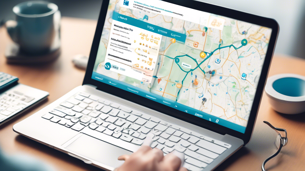Create an image that features a laptop or smartphone screen displaying a website interface with a search bar titled Find a DOT Certified Physical Near You. The screen shows a map with pins indicating nearby medical examiners. In the background, subtle illustrations of medical tools and a checklist suggest thorough examination processes. Include a subtle overlay of a logo resembling the Federal Motor Carrier Safety Administration (FMCSA) to signify trust and credibility. The overall theme should convey ease of use and reliability in locating DOT certified professionals.