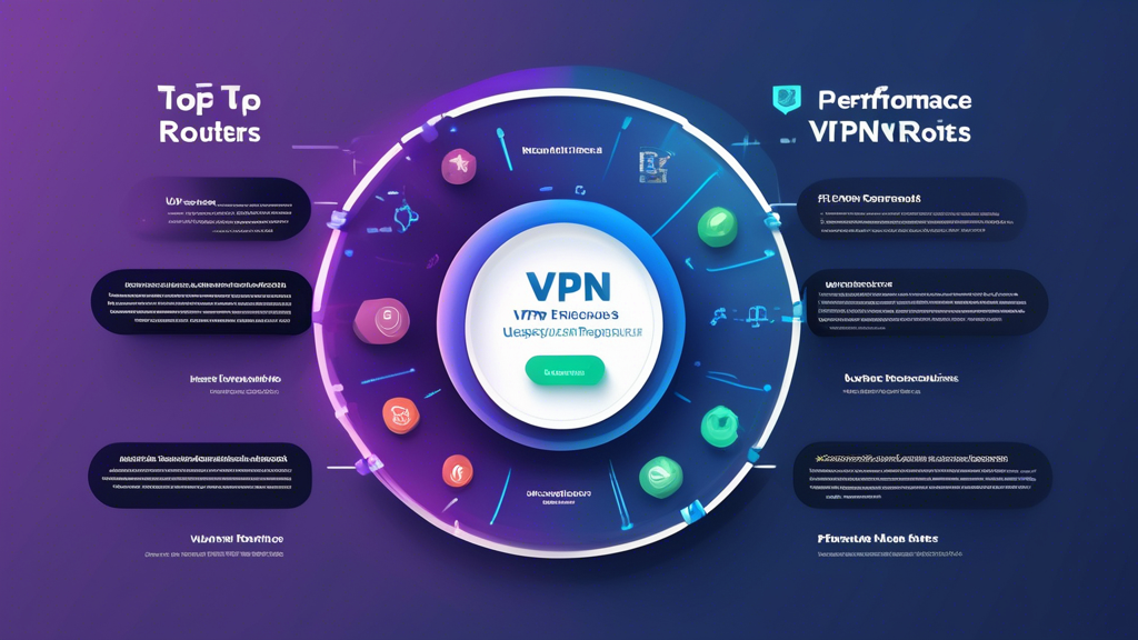 Create an image that showcases a visually appealing comparison chart of the top VPN routers for 2023. The chart should highlight key features such as performance, security ratings, user-friendliness, and price-to-value ratios for various models and brands. Include icons representing user reviews, performance metrics, and security features, while ensuring the overall design is clean and modern to emphasize the importance of secure internet browsing. The background should subtly incorporate elements related to internet security, like padlocks or digital shields, to reinforce the theme of safe surfing.