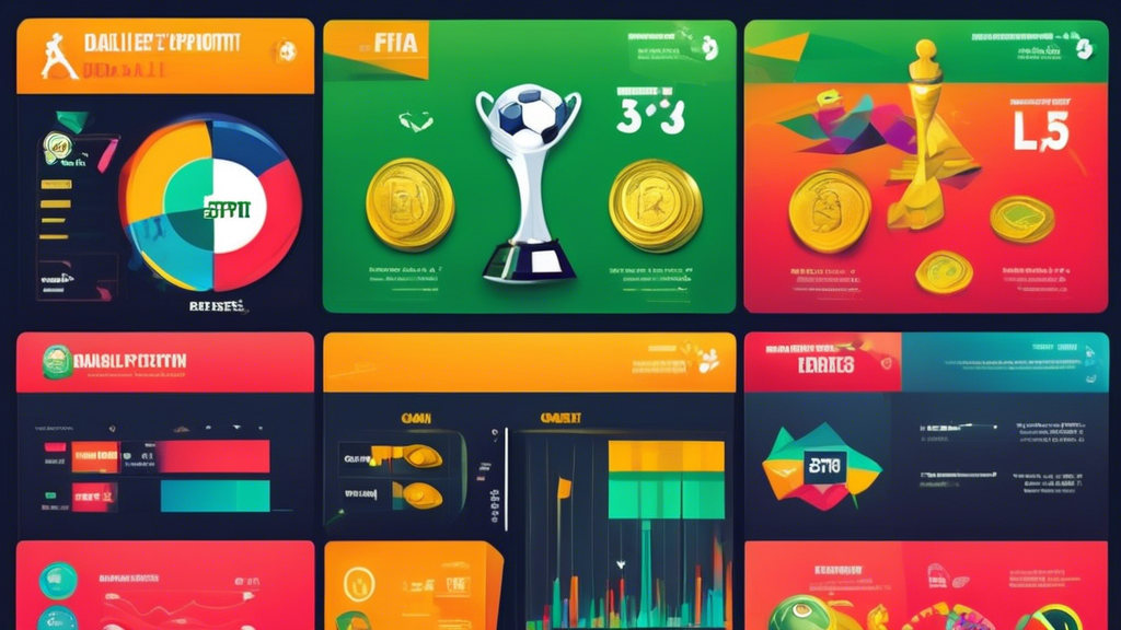 **DALL-E Prompt:** Create an engaging and informative illustration that represents strategic approaches to Sportsbet FIFA. Include elements like a sports betting board with graphical representations of statistics, charts displaying past performance of teams, and visual cues for effective bankroll management (e.g., stacks of cash or a graph showing profit margins). Integrate dynamic and vibrant colors to evoke excitement and engagement in the world of sports betting.