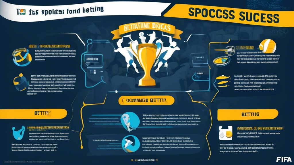 Create an educational and engaging infographic depicting various tips for navigating risks and enhancing betting success in Sportsbet FIFA. Include visuals representing common pitfalls in sports betting, such as impulsive decisions, emotional betting, and failure to research. Illustrate the importance of fostering a disciplined betting mindset with imagery of a focused bettor and tools/strategies such as spreadsheets, betting calculators, or analytical software. Use vibrant colors and clear icons to convey information effectively, making it appealing and easy to understand for sports bettors.