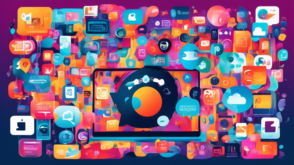 Prompt: Create an image featuring a vibrant, illustrated desktop screen displaying a collage of various unblocked streaming websites. Each website is represented by a distinctive logo or icon and a short tagline highlighting its unique features. Include elements like user ratings or expert opinion snippets visible in speech bubbles, enhancing the image