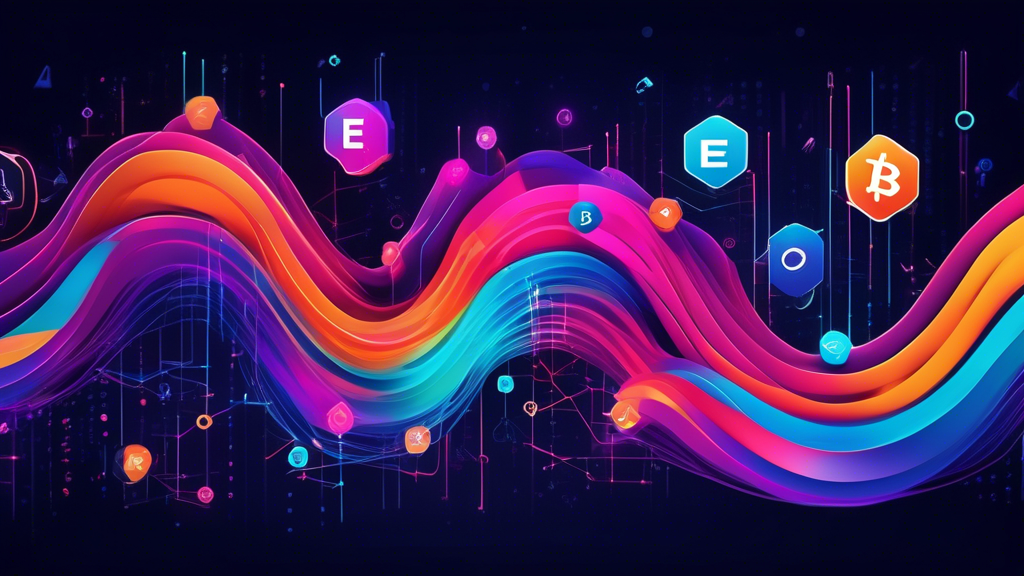 Create an imaginative artwork portraying the innovative platform EdX as an influential force shaping the future of cryptocurrency exchanges. The image should depict a futuristic digital landscape where vibrant data streams and dynamic market visualizations surround the bold logo of EdX, symbolizing its growing presence in the crypto world. Include abstract elements that represent market trends and expert perspectives, highlighting the platform