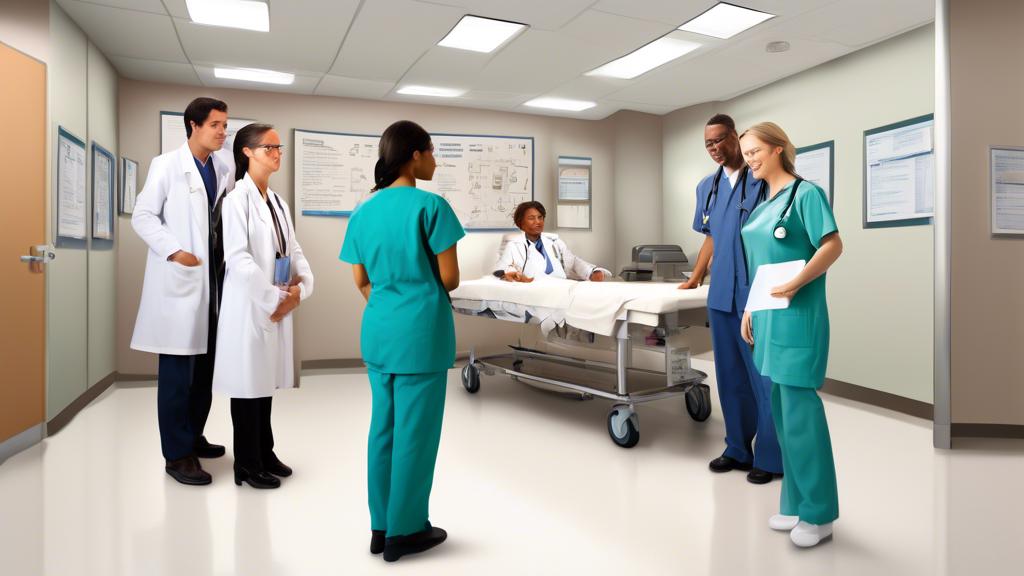 Create an image depicting a friendly and informative guide scenario for the Department of Transportation Medical Examination. The image should feature a diverse group of medical professionals, including a doctor and a nurse, interacting collaboratively in a clean and welcoming examination room. Include visual representations of typical check-up procedures such as vision testing, hearing assessments, and cardiovascular evaluations. Display a checklist in the background that highlights necessary preparations for the exam, like important documents and lifestyle tips. The atmosphere should be reassuring and supportive, emphasizing the theme of guidance through the examination process.