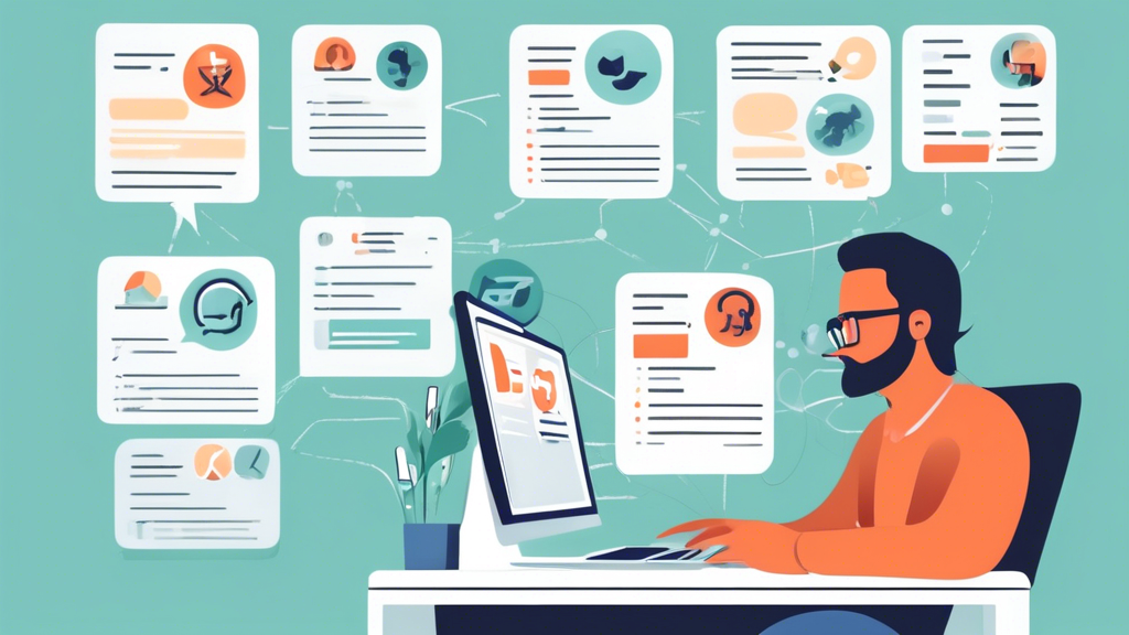 Prompt: Create an image depicting a person sitting at a computer researching different web proxy browsers, showcasing a decision-making process. The screen displays several browser options with icons, names, and brief descriptions. Surrounding the person are visual elements like checkmarks, pros and cons lists, and quote bubbles with user testimonials, illustrating pros and cons and user reviews. The background features subtle imagery of unlocked padlocks and glows representing easy access and unblocking of restricted sites. The overall tone should convey guidance and informed choice.