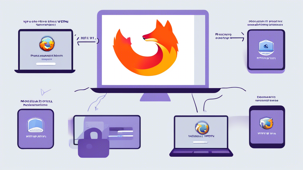 **DALL-E Prompt:** A step-by-step guide illustration depicting the installation and configuration process of Mozilla VPN. Show a user-friendly interface on a computer and mobile device with visual cues for downloading, installing, and customizing settings. Include icons representing security, privacy, and device compatibility. The background should subtly feature the Mozilla VPN logo, emphasizing ease of use and technological advancement.
