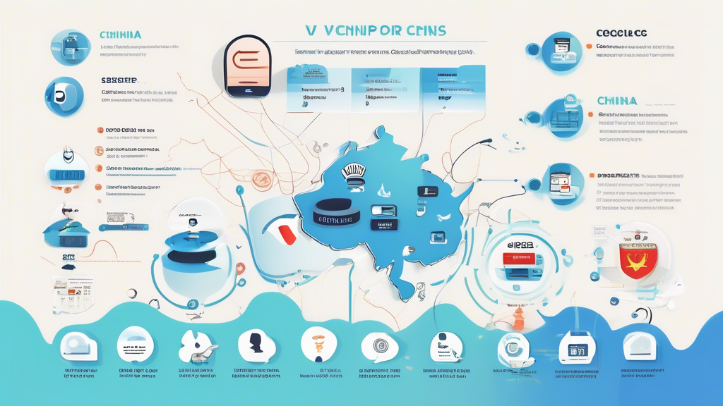 Create an informative infographic highlighting the top features to look for in the best free VPNs for China. Include visually appealing sections on security and privacy protocols, server locations and connection speeds, and the user-friendly interface alongside customer support options. Use symbols or icons to represent each feature, with a color scheme that reflects themes of technology and safety, while incorporating elements related to the Great Wall of China or traditional Chinese architecture to provide a cultural context.