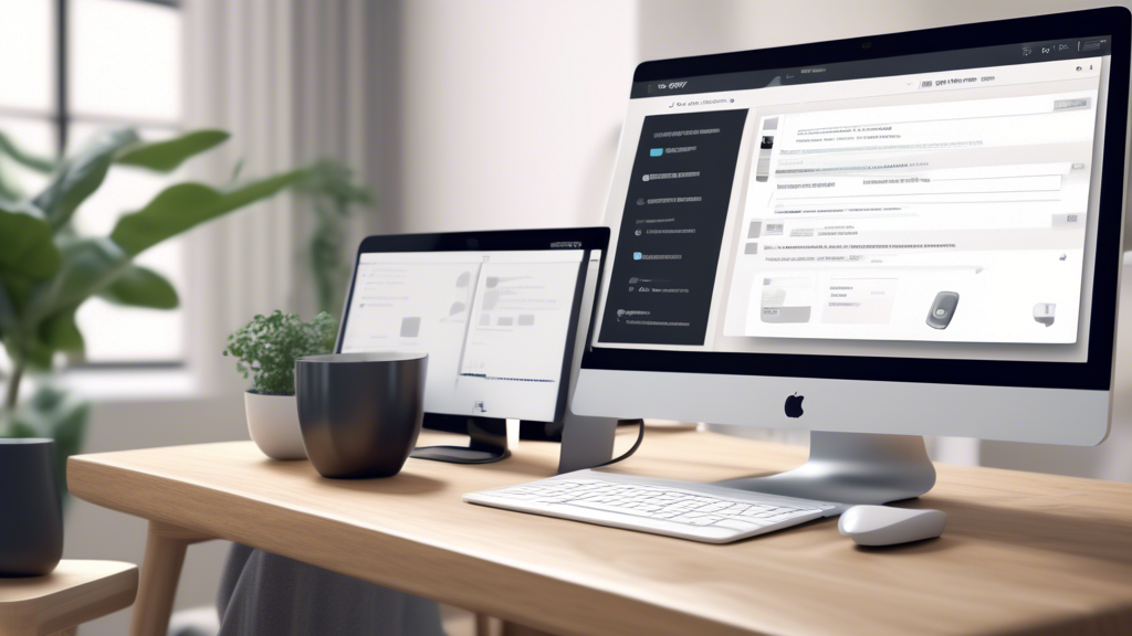 Create an image depicting a tech-savvy individual comfortably setting up UnblockProxy on a laptop. The scene should display a home office with a modern, sleek aesthetic, showcasing various devices like a smartphone and a tablet alongside the laptop. The computer screen should feature an easy-to-read setup interface for UnblockProxy, highlighting the step-by-step process. Visual cues of enhanced security, like digital shields or locks, should subtly appear around the workspace, symbolizing the protection afforded by UnblockProxy. The overall ambiance should exude a sense of security, efficiency, and user-friendliness, with a focus on the compatibility of UnblockProxy across different platforms and devices.
