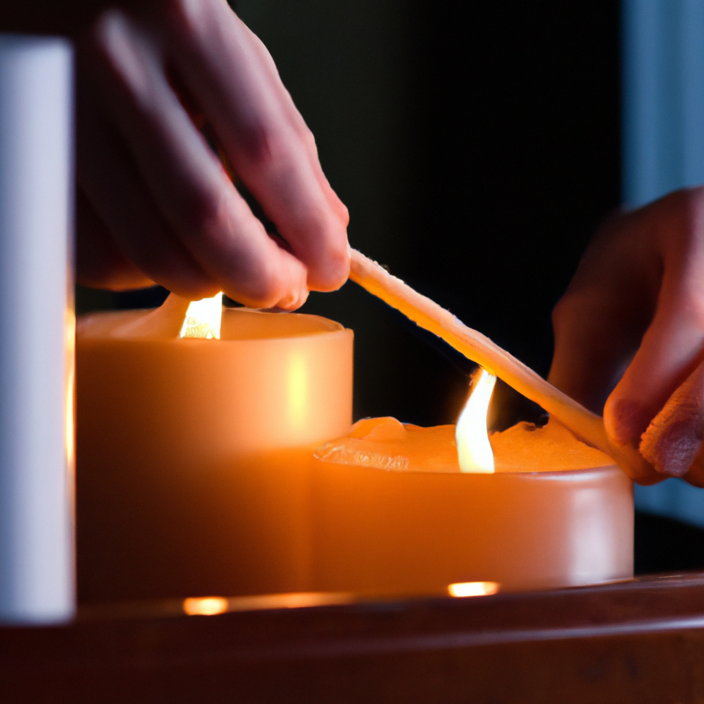Create an image that portrays a cozy, inviting interior setting where a person is carefully cleaning a set of elegant, battery-operated window candles. The candles, placed on a windowsill, emit a warm, flickering glow, hinting at their optimal performance. Include elements such as a soft cleaning cloth and fresh batteries on a nearby table, and show a person delicately handling one of the candles with a gentle smile, illustrating pride and satisfaction in maintaining them. The scene should evoke a sense of care and investment in these beautiful home accents, aligning with the concept of extending their life and enhancing user satisfaction.