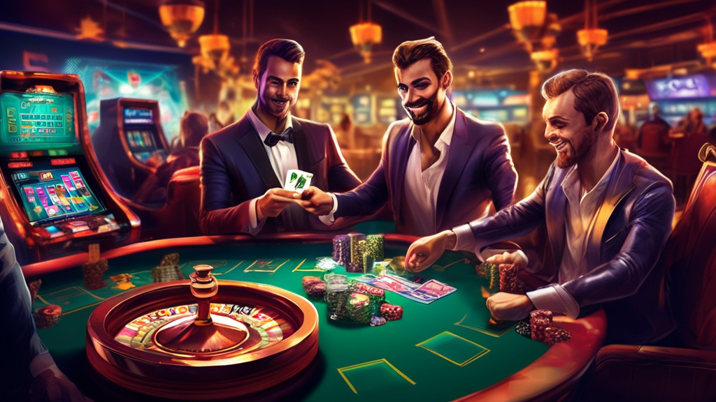 **DALL-E Prompt:** Create an image that showcases the benefits of using cryptocurrency in gambling. Feature a visually engaging casino scene where players are using digital wallets on their smartphones to place bets in various games, such as poker, slots, and roulette. Highlight elements like secure digital locks, fast transaction icons, and a world map showing global players connected through cryptocurrency. The atmosphere should be vibrant and modern, reflecting the innovation and excitement of gambling crypto games.