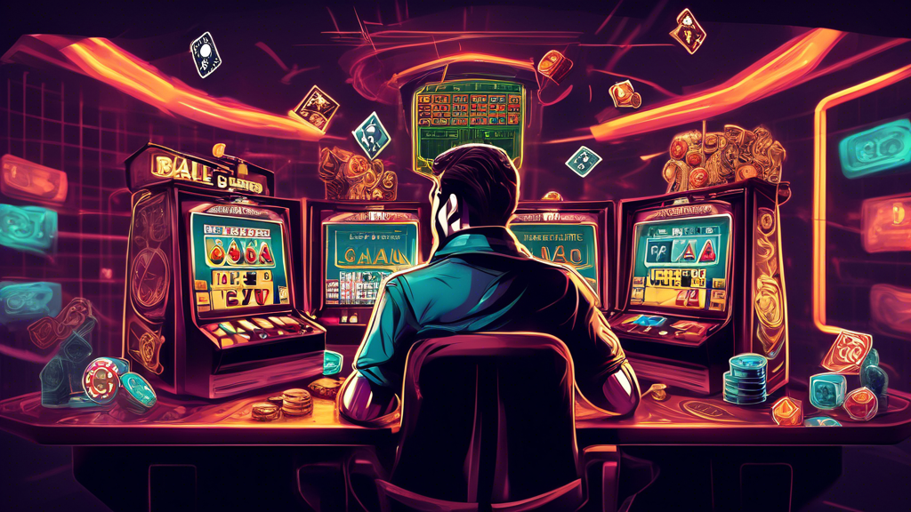 **DALL-E Prompt:** Create an informative and visually engaging illustration that depicts the complexities of navigating risks and regulations associated with gambling crypto games. Include elements such as a person at a computer researching crypto gaming platforms, a symbol of cryptocurrency like Bitcoin or Ethereum, warning signs for scams, and legal documents. Incorporate imagery that represents various gambling games like poker or slots, along with visual symbols of security and trustworthiness, such as locks or shields. Use a modern, tech-inspired color palette to reflect the digital nature of the topic.