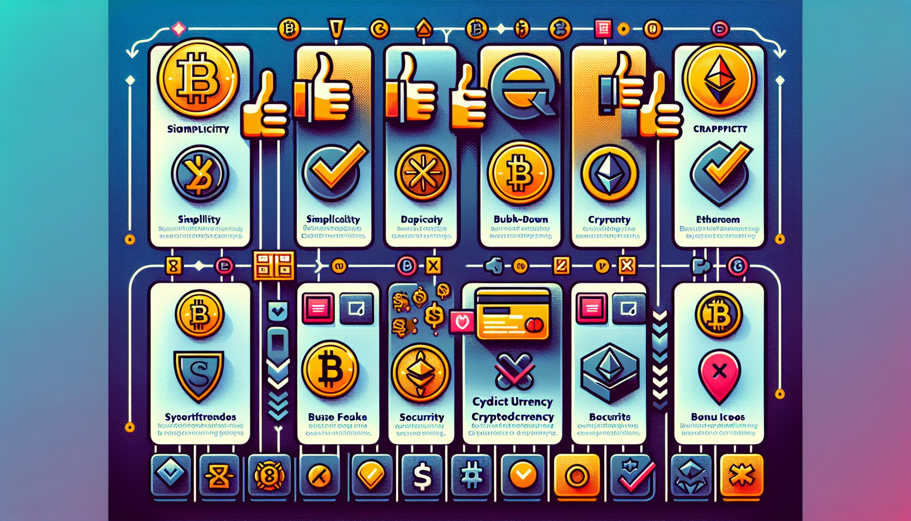 Create an image portraying a vibrant comparison chart of leading platforms for purchasing cryptocurrency with a credit card. The chart should display recognizable logos of popular platforms like Coinbase, Binance, and Kraken. The background should feature subtle digital currency motifs such as Bitcoin and Ethereum symbols. Each platform