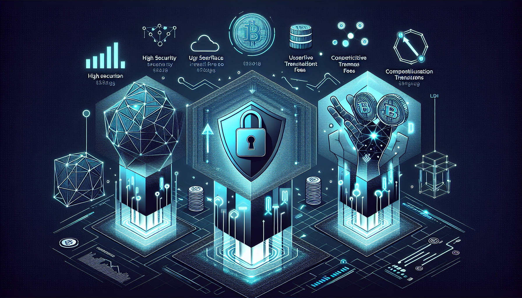Create an image that showcases the top three popular crypto buying platforms of 2023. The artwork should feature a futuristic digital interface displaying each platform