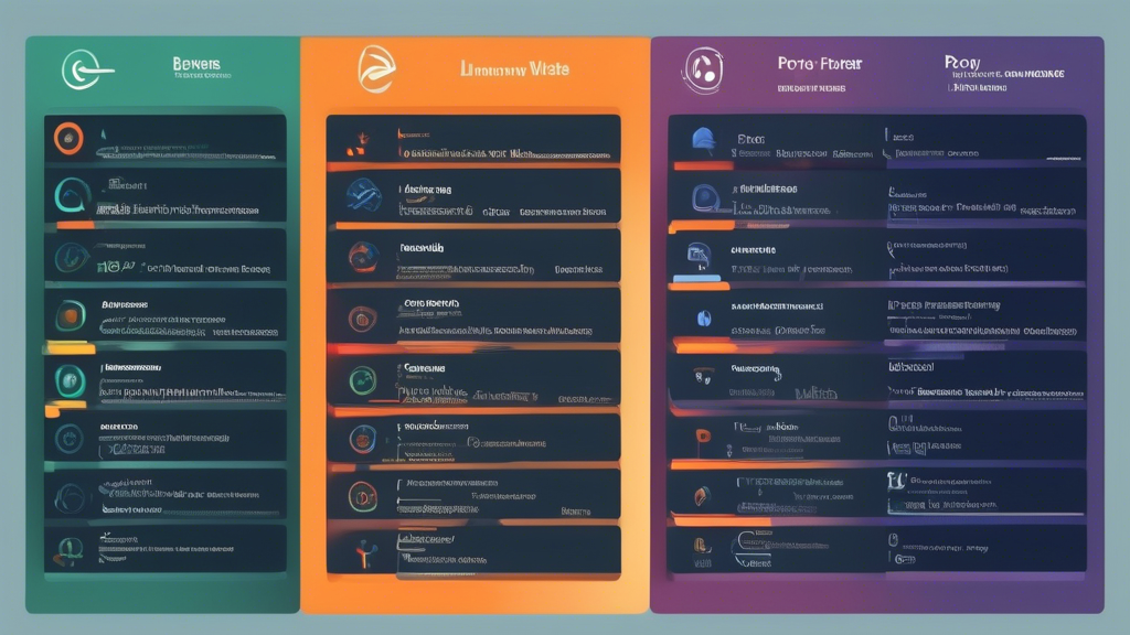Create an image featuring a modern, visually striking comparison chart that highlights the top proxy browsers for unblocking websites. The chart should include sections for key features, security ratings, and user-friendliness for each browser. Each browser is represented with its logo and a summary of its benefits listed beneath. The background should have a tech-inspired design with subtle elements like digital locks and open internet symbols, symbolizing security and unblocking access. At the top of the chart, incorporate the phrase Unblock Websites: Top Proxy Browsers Compared in sleek, bold typography to emphasize the expert recommendations provided.