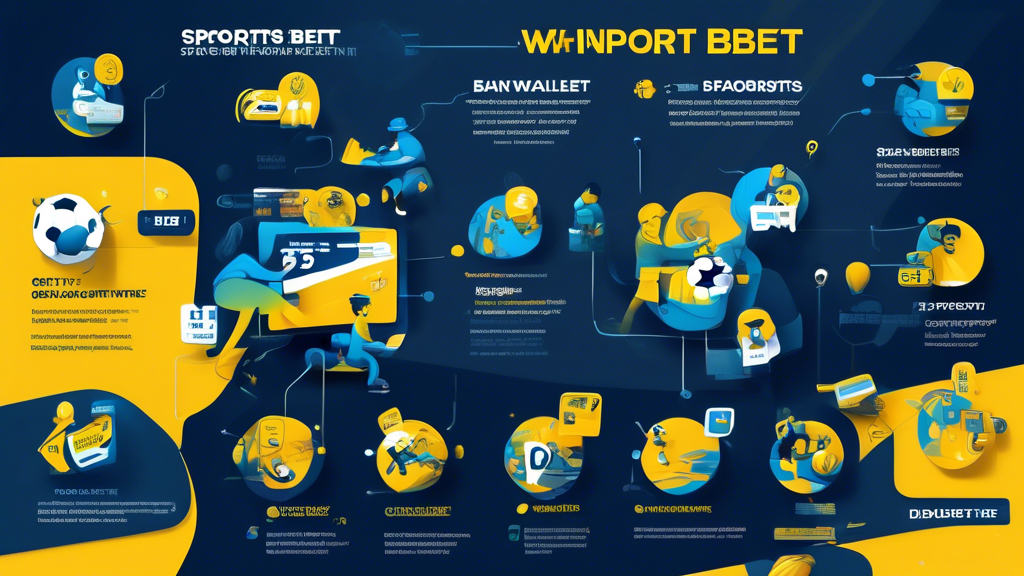 Create an infographic-style image that visually represents the process of getting started with www Sportsbet. Include icons and illustrations for the key steps: 1) Creating an account (with a computer or mobile device), 2) Exploring various deposit options and payment methods (like credit cards, e-wallets, and bank transfers), and 3) Navigating the platform interface to find favorite sports and events (featuring popular sports icons and a user-friendly layout). Use a vibrant color palette that reflects the excitement of online sports betting.