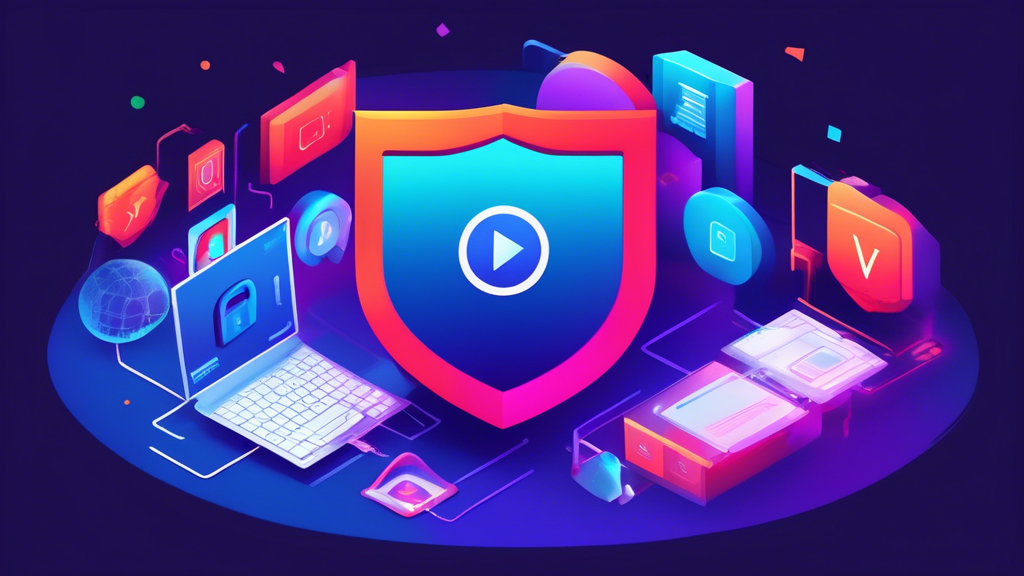 Create an informative, step-by-step digital illustration that demonstrates how to access unblocked streaming websites similar to YouTube from anywhere in the world. The image should feature an array of digital tools such as VPNs and proxy servers, depicted in a sleek, modern style with vibrant colors. Include visual representations of internet privacy and security, such as a shield icon or lock symbol, to emphasize protection and anonymity. Integrate a globe in the background to convey the universal accessibility of these methods, ensuring the image communicates ease of use and freedom from censorship.