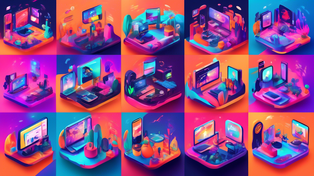 Create an image depicting a vibrant and diverse digital landscape of streaming platforms similar to YouTube, all unblocked and accessible. The scene should feature an array of screens and devices displaying a variety of unique, independent creators and niche content channels. Incorporate symbols of global access and diversity, representing the improved accessibility and potential for content discovery on these platforms. Include vibrant colors to symbolize the vast range of content and the excitement of exploring new creators beyond mainstream options.