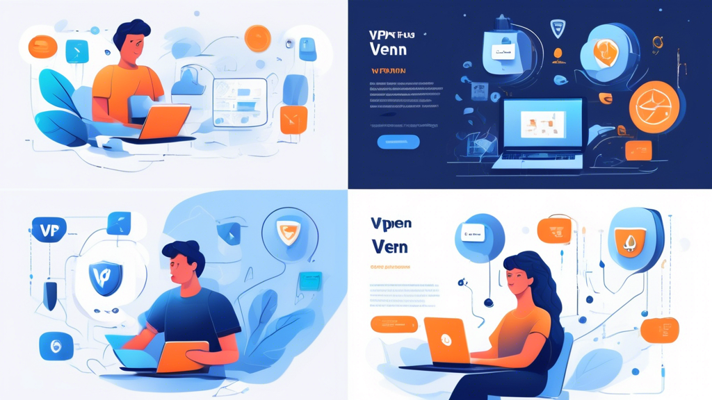 Create an informative and visually appealing illustration that represents the process of selecting the best VPN based on individual needs. The image should feature a split-screen design: on one side, depict various icons symbolizing different use cases for VPNs, such as streaming, gaming, privacy, and security. On the other side, show a person thoughtfully comparing options on a laptop, with checkmarks and question marks around them. Include elements like a checklist with factors to consider (speed, security, compatibility, price) and a search bar displaying the phrase best VPN to use. The overall vibe should be modern and tech-savvy, reflecting the importance of making informed choices in 2023.