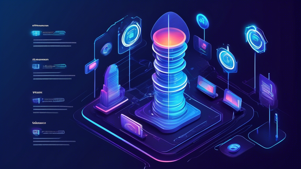 Create an image showcasing five distinct 12345 free web proxy VPN solutions. Each solution is depicted as a futuristic, digital tower with unique visual elements representing their pros, such as speed, advanced security, user-friendly interfaces, and broad compatibility. Include digital metric bars and icons to signify performance metrics like speed boosts and security shields. The setting should be a digital landscape with a sleek, high-tech aesthetic, illustrating an interconnected network, symbolizing enhanced browsing experiences. Integrate subtle hints of various devices and platforms like smartphones, tablets, and computers, emphasizing multi-device compatibility.