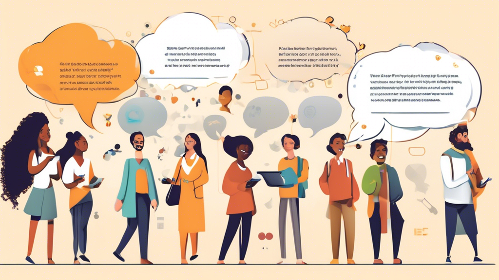 Create an engaging DALL-E image prompt: Design an illustration showcasing a variety of thought bubbles originating from people of diverse backgrounds, each encapsulating a different user review or critique related to KeepSolid Smart DNS Lifetime. The image should convey a sense of community and shared user experiences, highlighting keywords such as 